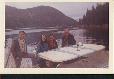 Graeme, Lexy, Mom, Dad (standing, l to r) Gary at wheel
